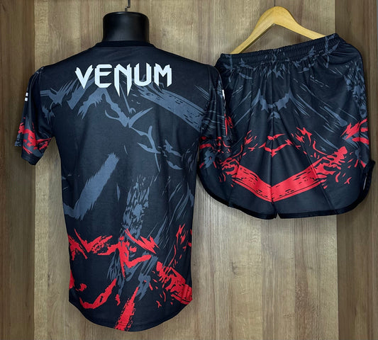 UFC Performance Training Set – Black & Red Fightwear Shirt + Shorts