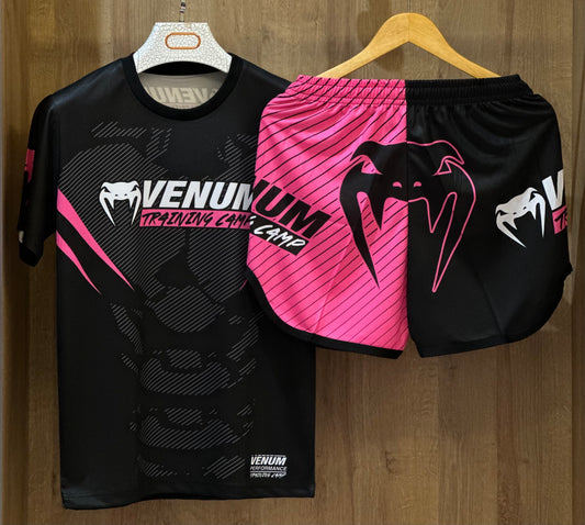 Ensemble Sport Homme T-Shirt + Short – Rose & Noir | Boxing & Training