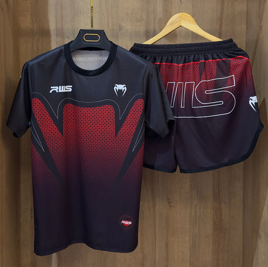 Venum Training Set – T-Shirt & Shorts (Red / Black)